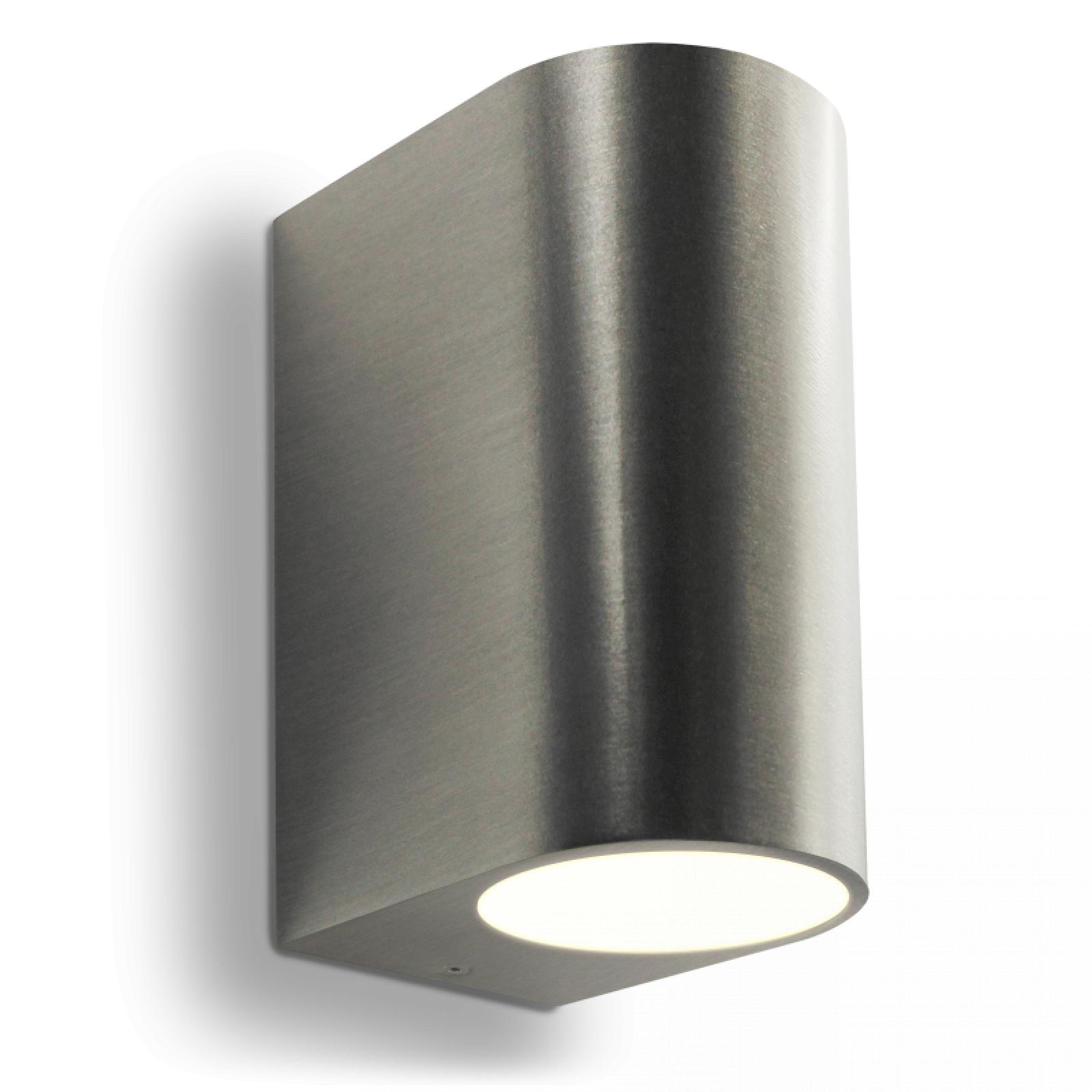  LED Wandleuchte Edelstahl gebürstet Abgerundet Glas 2-flammig Schrauben & Dübeln IP44 1,2W LED Lichtfarbe warmweiß GU10 230V